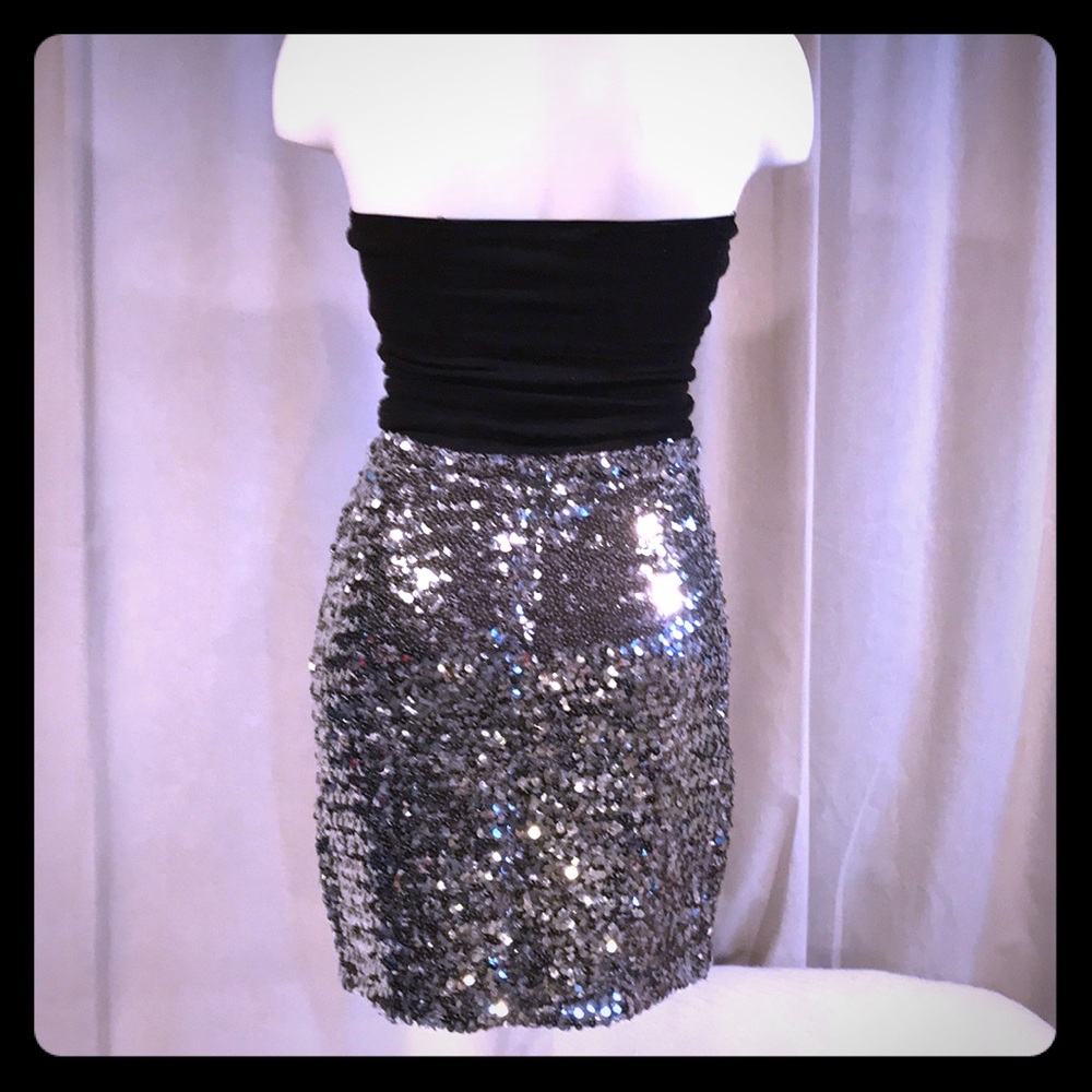 Silver Sequin Skirt